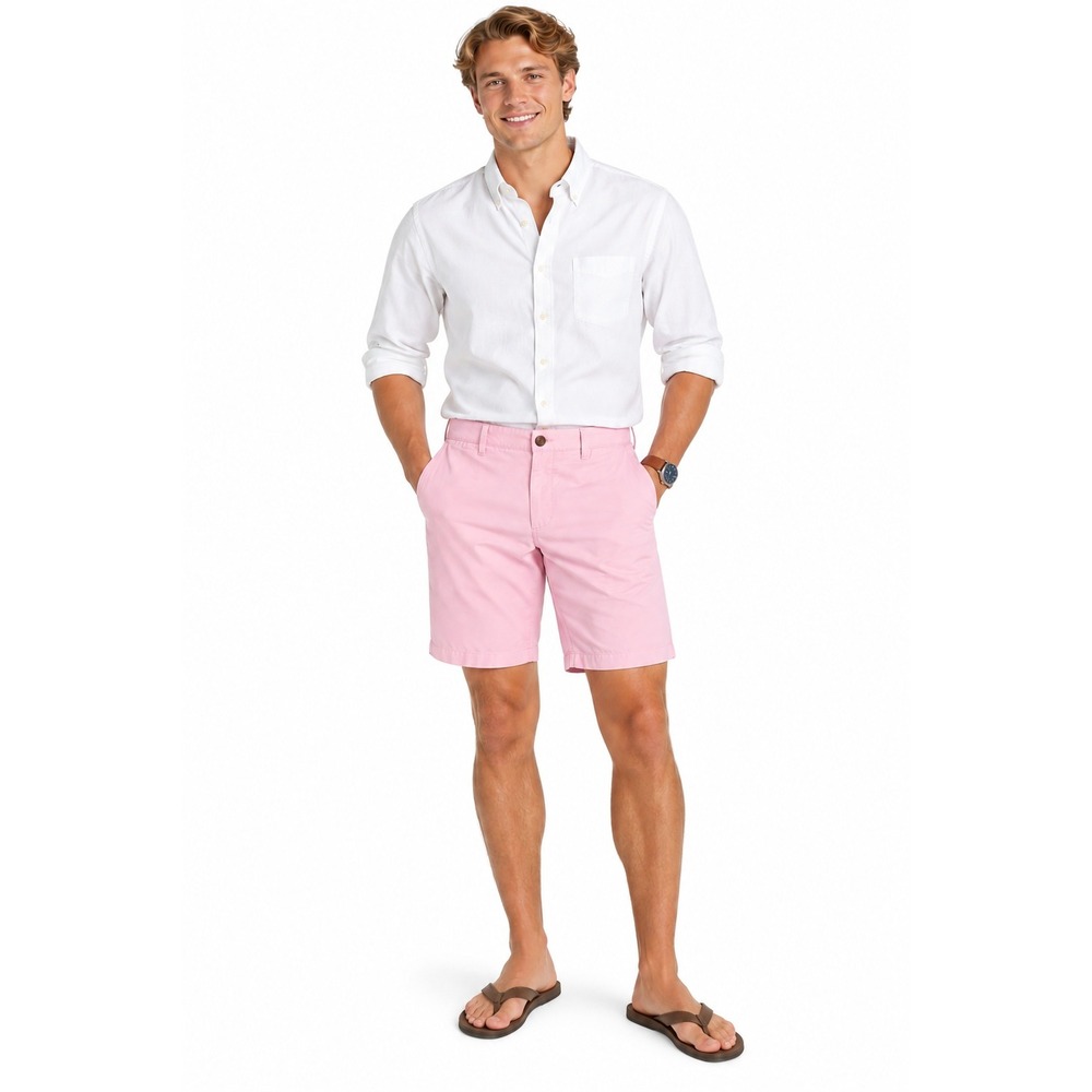 Merona Shorts Mens 32 Pink Chino Cotton Solid Preppy Pastel Summer Beach